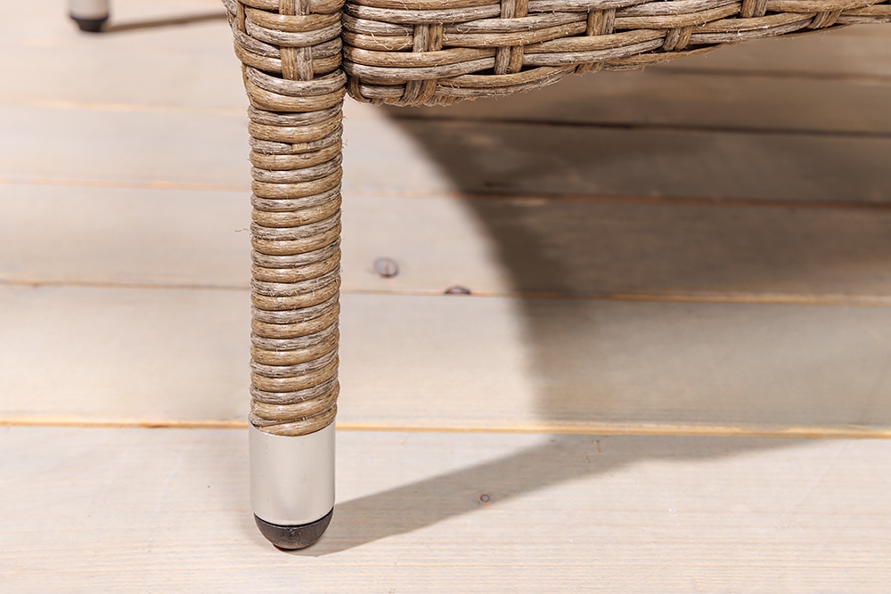 Outdoor Gartenstuhl SYLT natur beige Polyrattan Hochlehner mit Armlehne verstellbar wetterfest