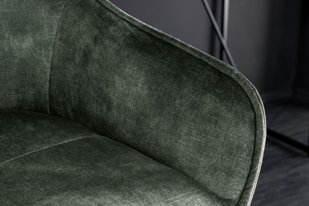 Design Barhocker EUPHORIA dunkelgrün Samt schwarze Metallbeine Barstuhl mit Lehne