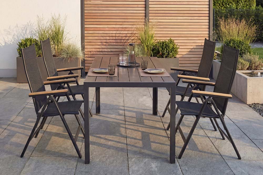 Moderner Gartentisch DESIGNO 205cm anthrazit schwarz Aluminium wetterfest