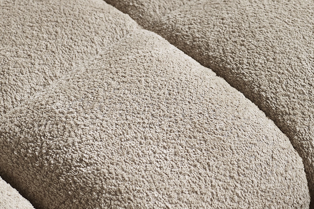 Moderner Hocker CLOUD 100cm champagner greige Bouclé Federkern Fußhocker Sitzhocker