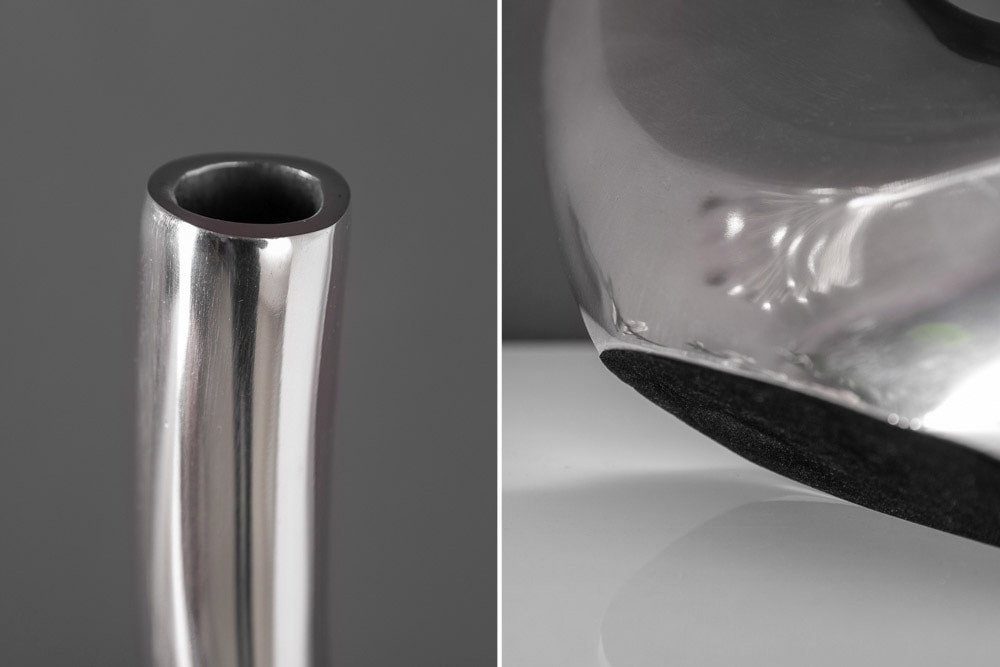 Moderne Vase WAVE XL 106cm silber Aluminium poliert Dekoration