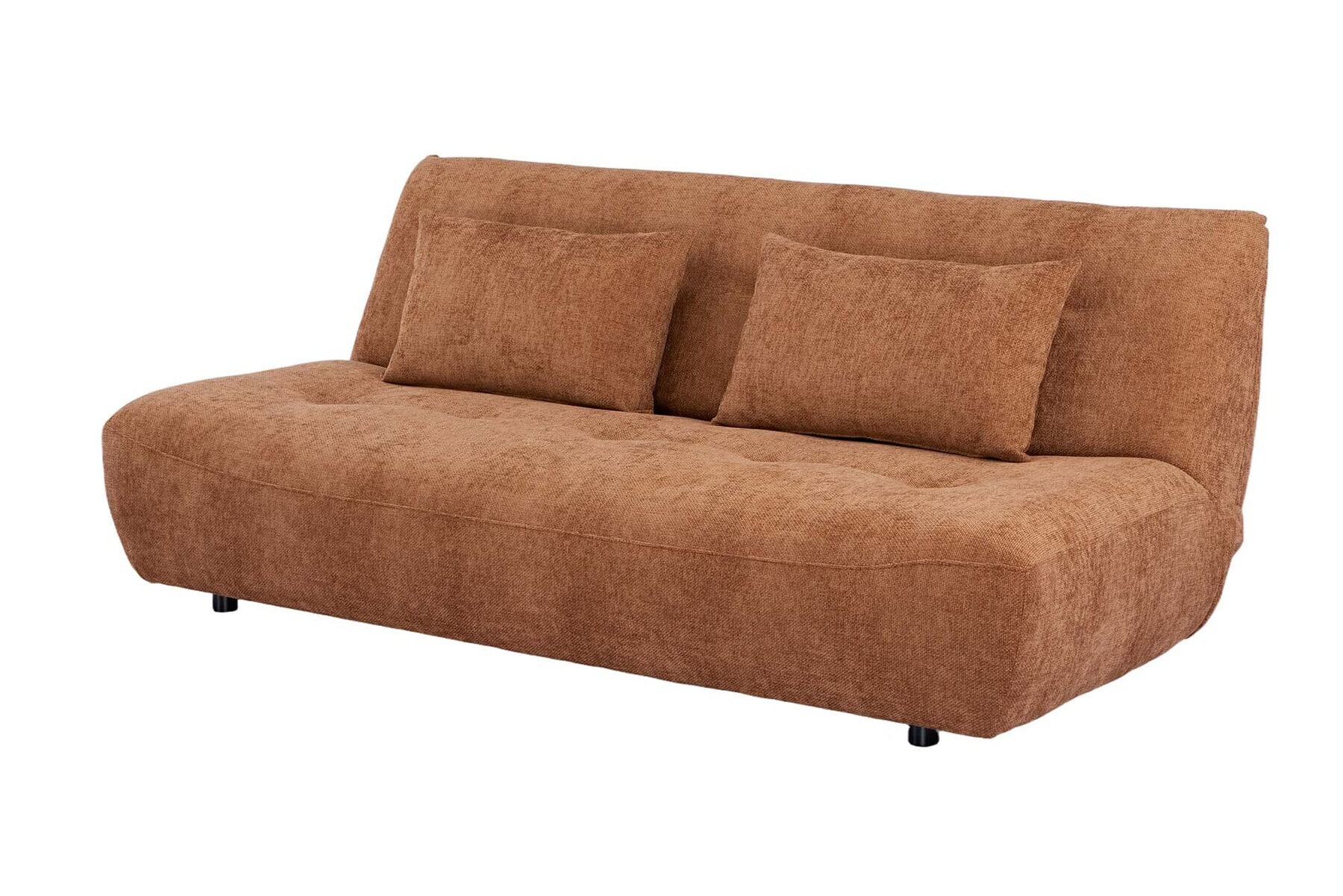 Modernes Schlafsofa ELYPSE 200cm rostbraun Chenillestoff 3-Sitzer Couch inkl. Kissen