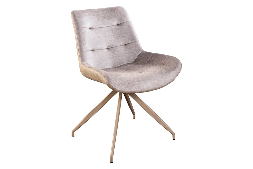 Design Stuhl DIVANI champagner beige Samt Metallgestell