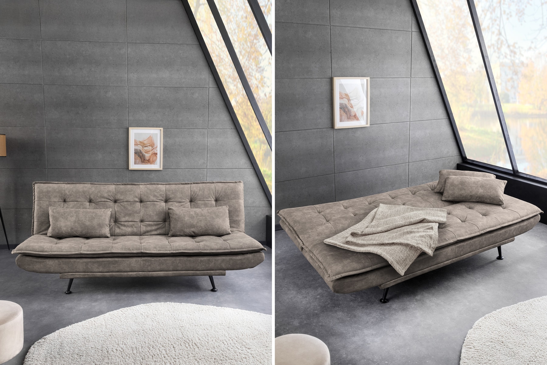 Modernes Schlafsofa JAZZ 190cm antik taupe Microfaser 3-Sitzer Couch