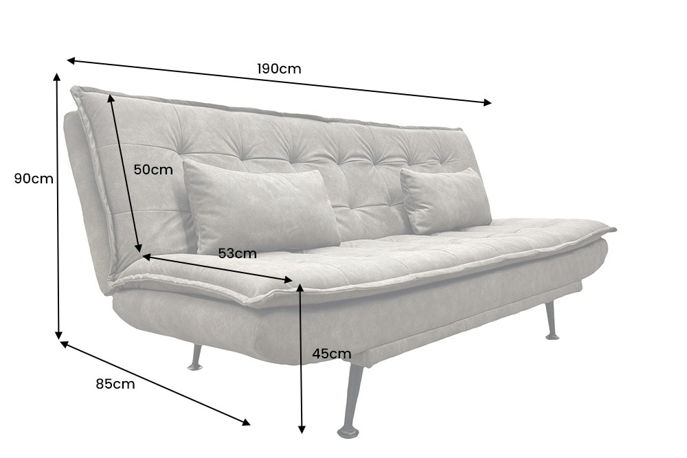 Modernes Schlafsofa JAZZ 190cm antik taupe Microfaser 3-Sitzer Couch