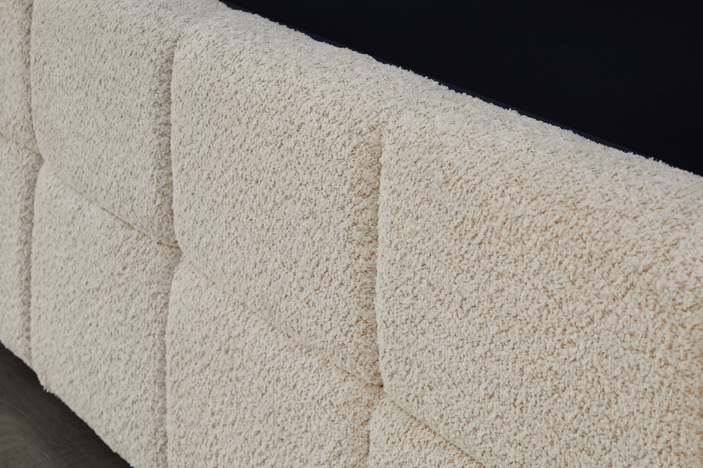 Modernes Boxbett PRESTIGE 180x200cm creme Bouclé mit Stauraum und Lattenrost