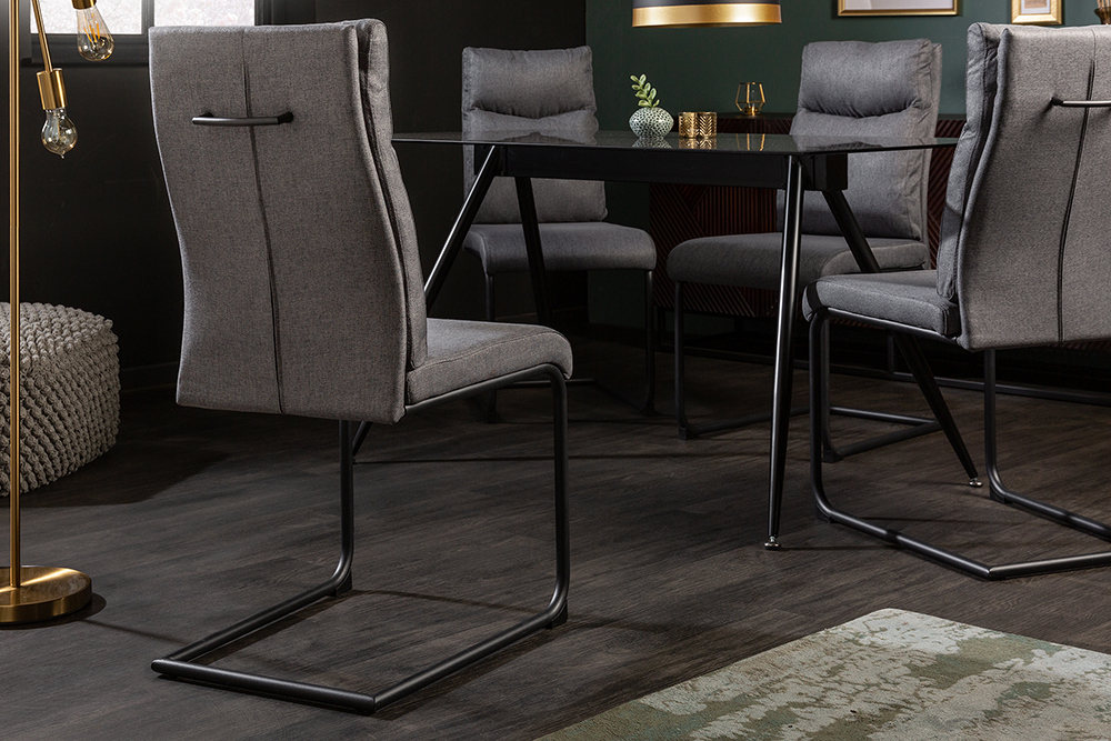 Moderner Freischwinger Stuhl COMFORT grau mit Komfortgriff