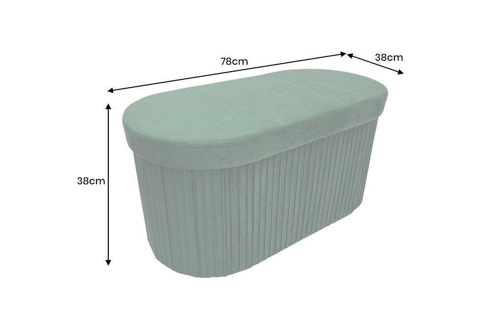 Faltbare Polsterbank ÉLAN 80cm grün Samt Sitzbank mit Stauraum