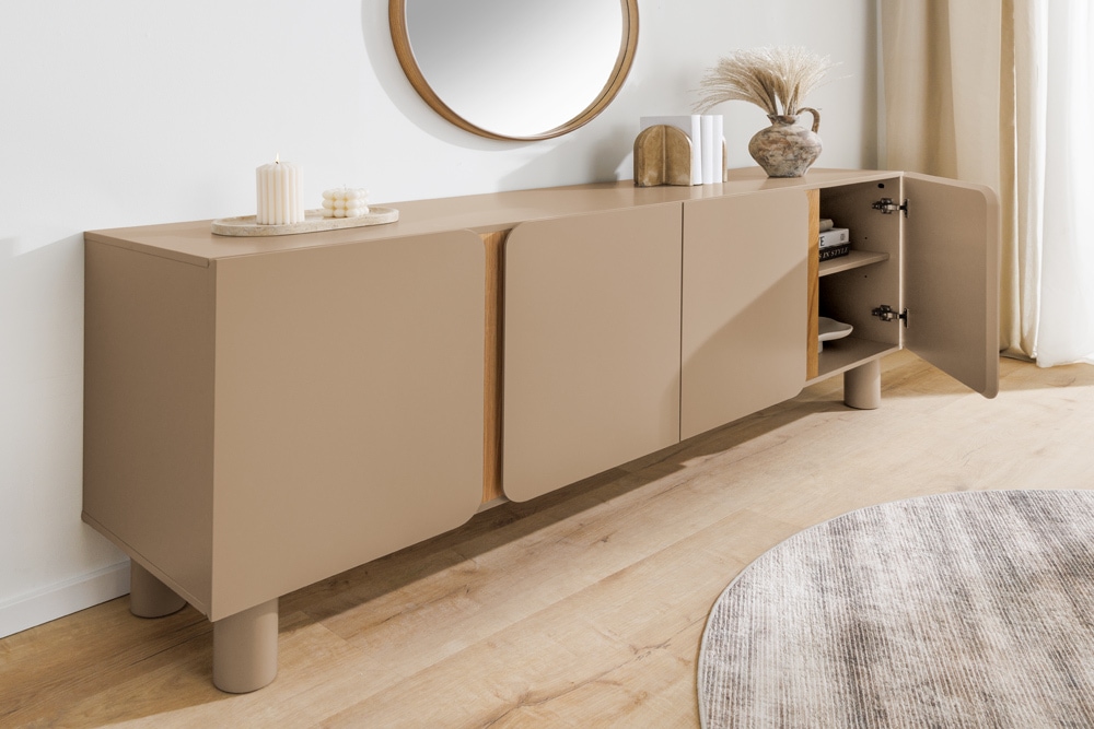 Sideboard COSMO 180cm greige Eiche Soft Close Stauraum