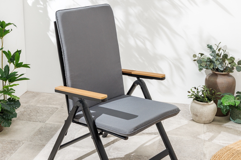 Outdoor Gartenstuhl DESIGNO anthrazit Aluminium klappbar wetterfest Hochlehner