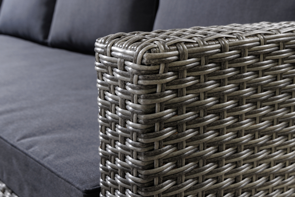 Outdoor Sitzgruppe MONACO 240cm anthrazit Polyrattan Gartenmöbel-Set Ecklounge wetterfest