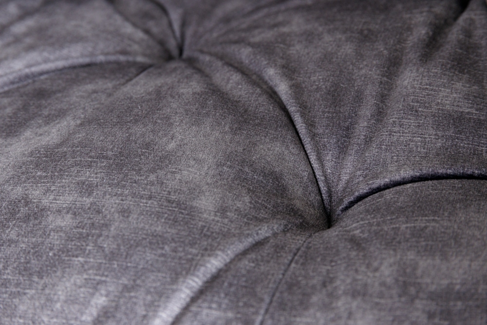 Design Barhocker MILANO grau Samt Barstuhl mit Lehne Metall schwarz Chesterfield-Steppung