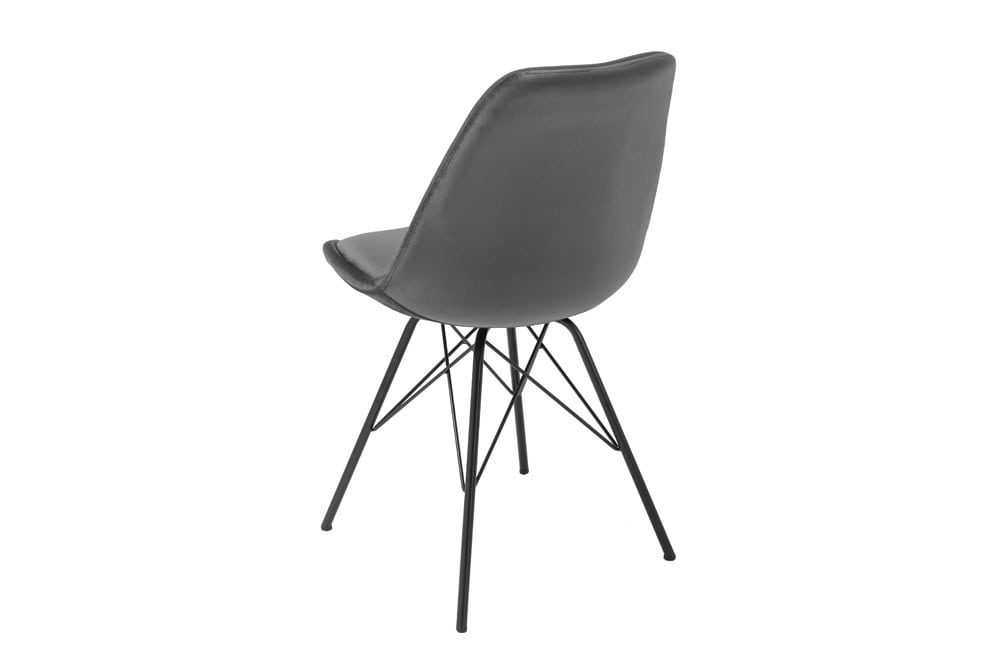 Design Stuhl SCANDINAVIA MEISTERSTÜCK grau Samt schwarze Metallbeine