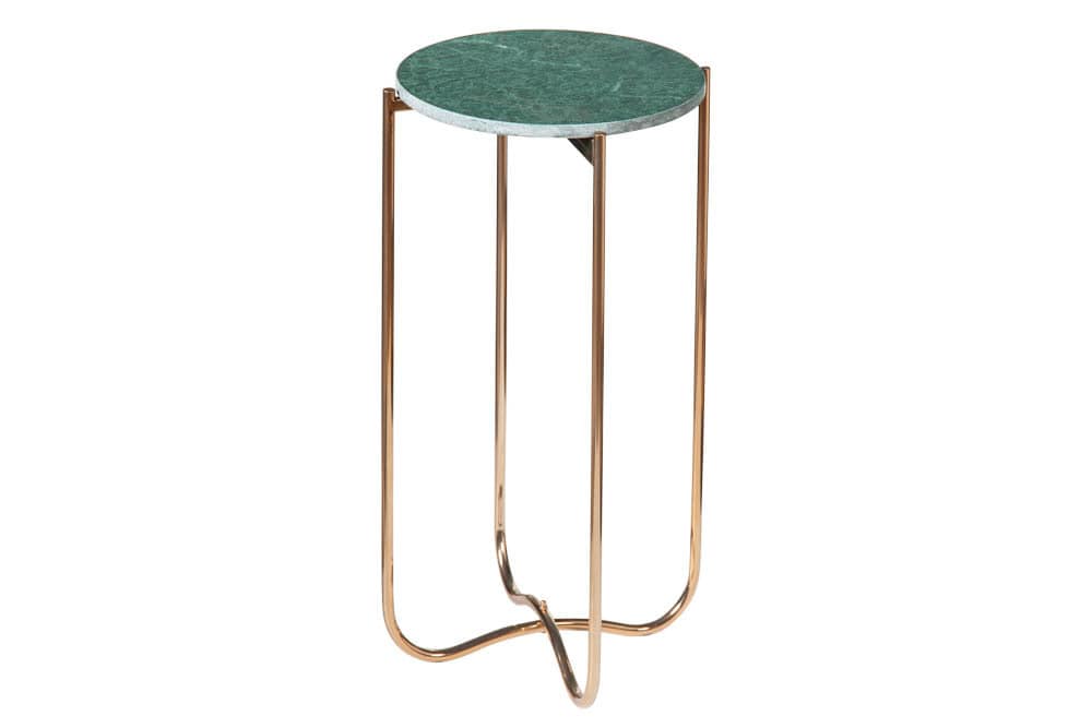 Handgearbeiteter Beistelltisch NOBLE I 35cm grün Marmor abnehmbare Tischplatte rund