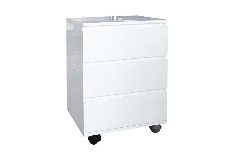 Moderner Rollcontainer BIG DEAL 45cm weiß Hochglanz 3 Schubladen