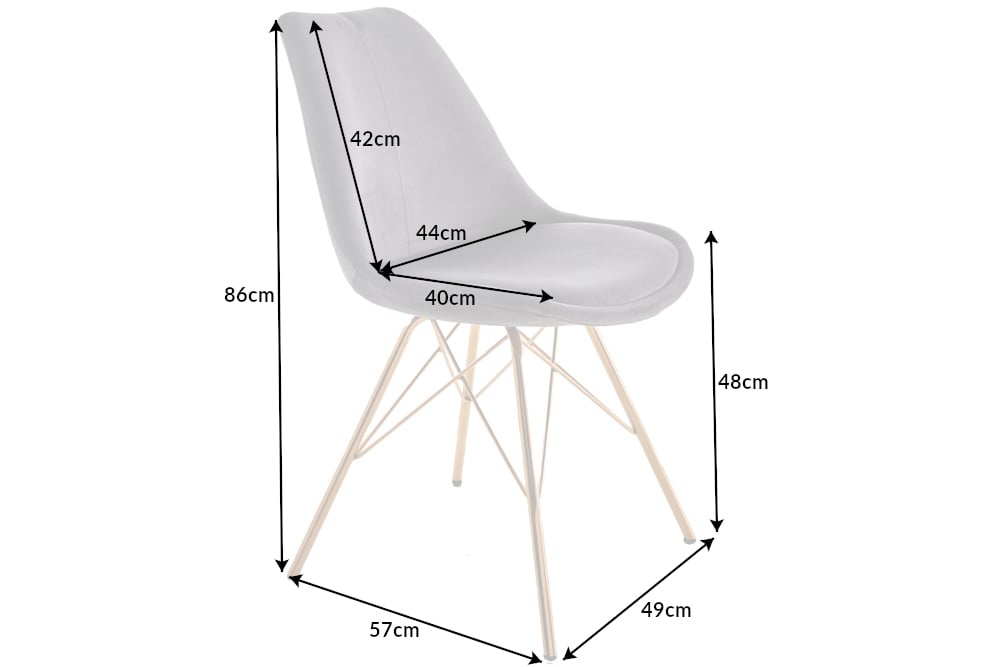 Design Stuhl SCANDINAVIA MEISTERSTÜCK dunkelgrau Samt goldene Beine