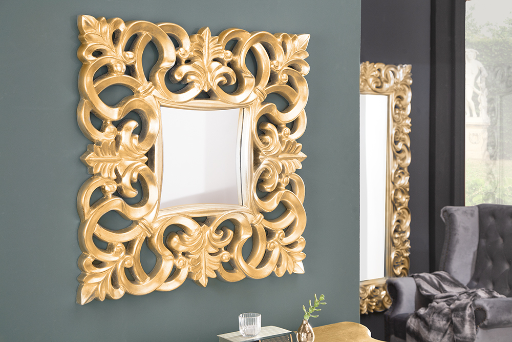 Eleganter Wandspiegel VENICE 75x75cm gold antik Barockstil