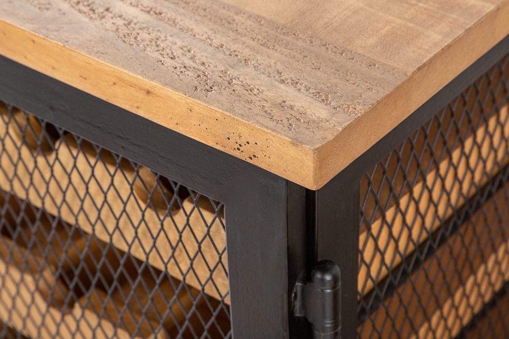 Industrial Weinschrank BODEGA 130cm recyceltes Pinienholz natur Weinregal für 55 Flaschen