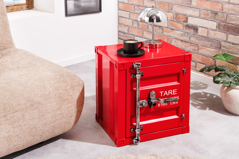 Container-Schrank GLOBETROTTER 50cm rot Metall Nachttisch Beistellschrank