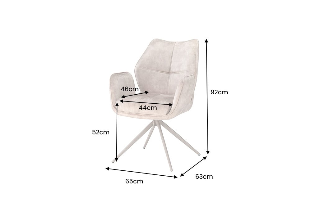 Drehbarer Design Stuhl CONCORD champagner greige Samt Taschenfederkern Metallgestell greige