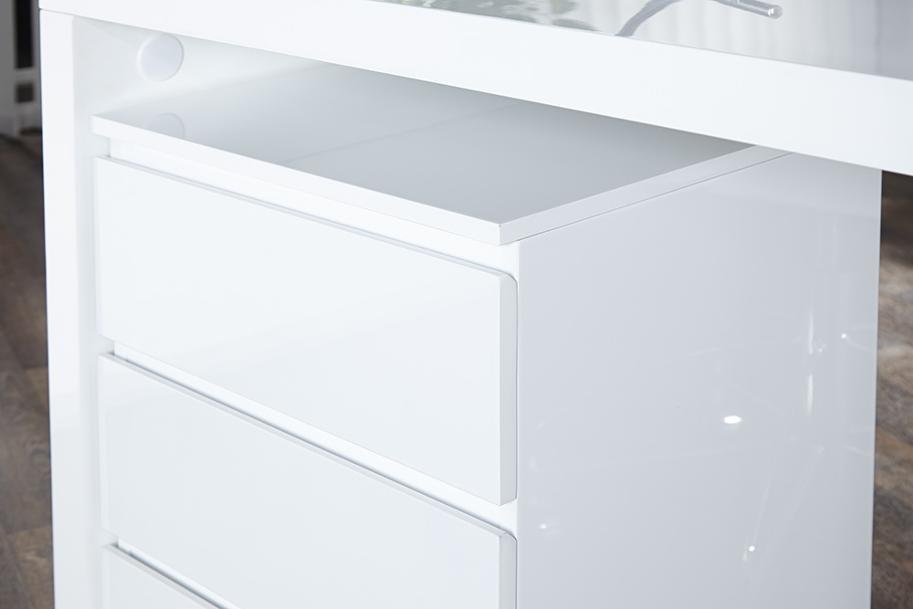 Moderner Rollcontainer BIG DEAL 45cm weiß Hochglanz 3 Schubladen