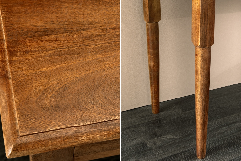 Design Sekretär HEMINGWAY M 90cm braun massiv Mangoholz honey finish Schreibtisch
