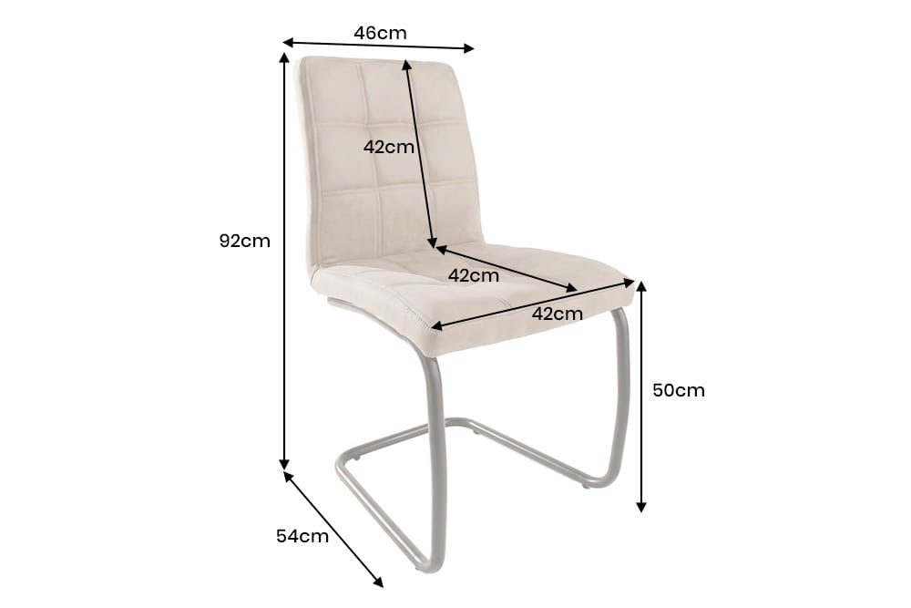 Design Freischwinger Stuhl MODENA vintage beige Microfaser mit Ziersteppung