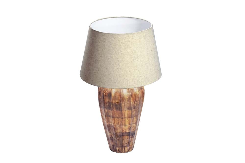 Handgefertigte Tischlampe PURE NATURE 65cm weiß natur Mangoholz mit Stoffschirm