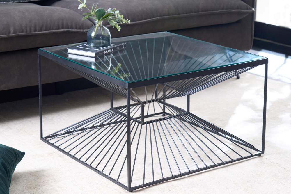 Abstrakter Couchtisch ILLUSION 60cm schwarz Metall Glas handmade modernes Design » Jetzt kaufen