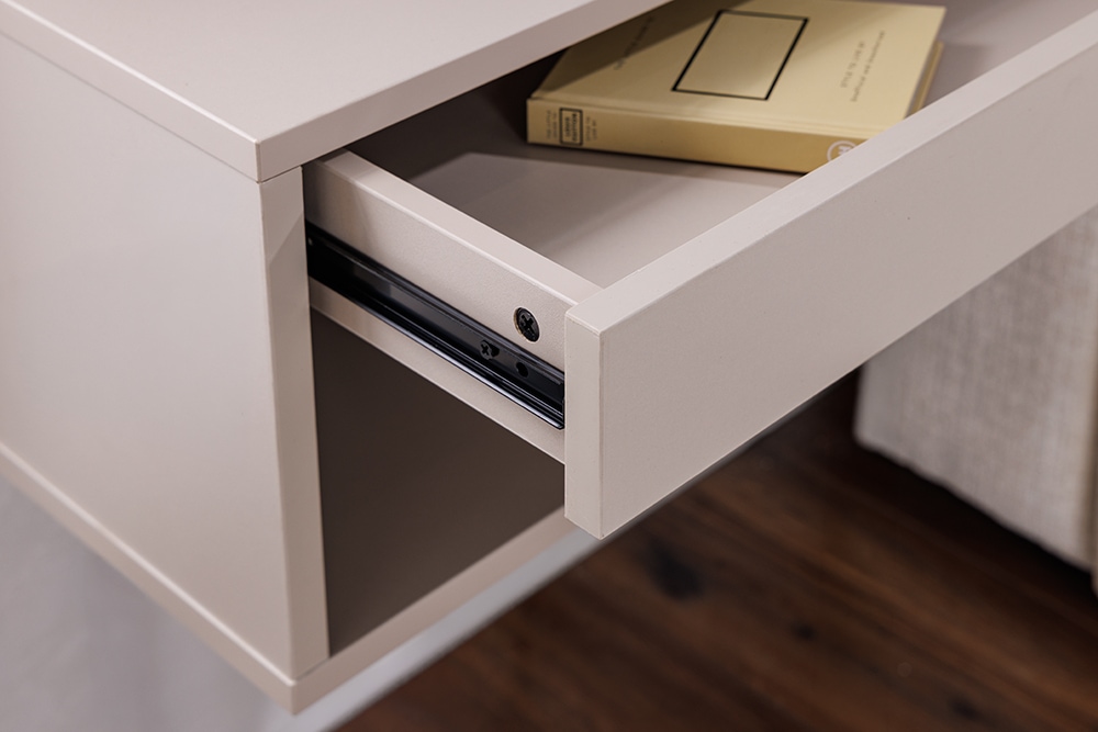 Design Nachttisch COMFORT 50cm weiß hängend mit Schublade und offenem Fach Design Nachttisch COMFORT 50cm weiß hängend mit Schublade und offenem Fach