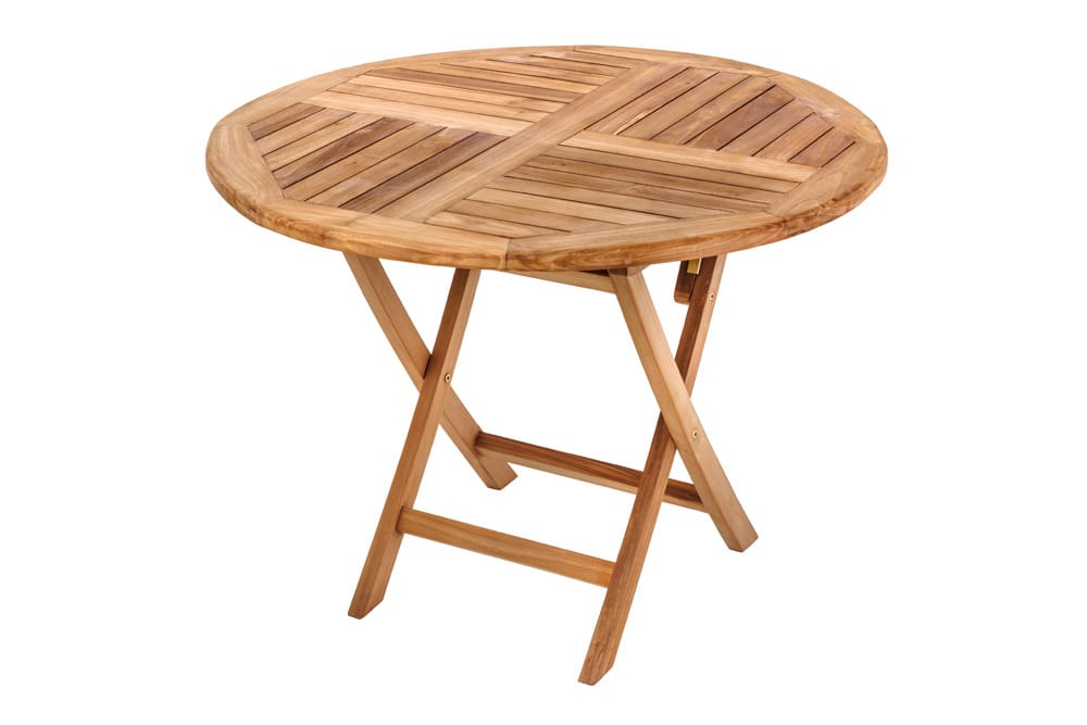 Massiver Gartentisch EMPIRE TEAK 100cm natur Teakholz rund klappbar Outdoor Balkontisch