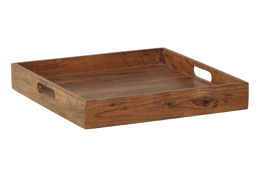 Elegantes Servier Tablett CIANO 40x40cm Akazie Massivholz mit Griffen