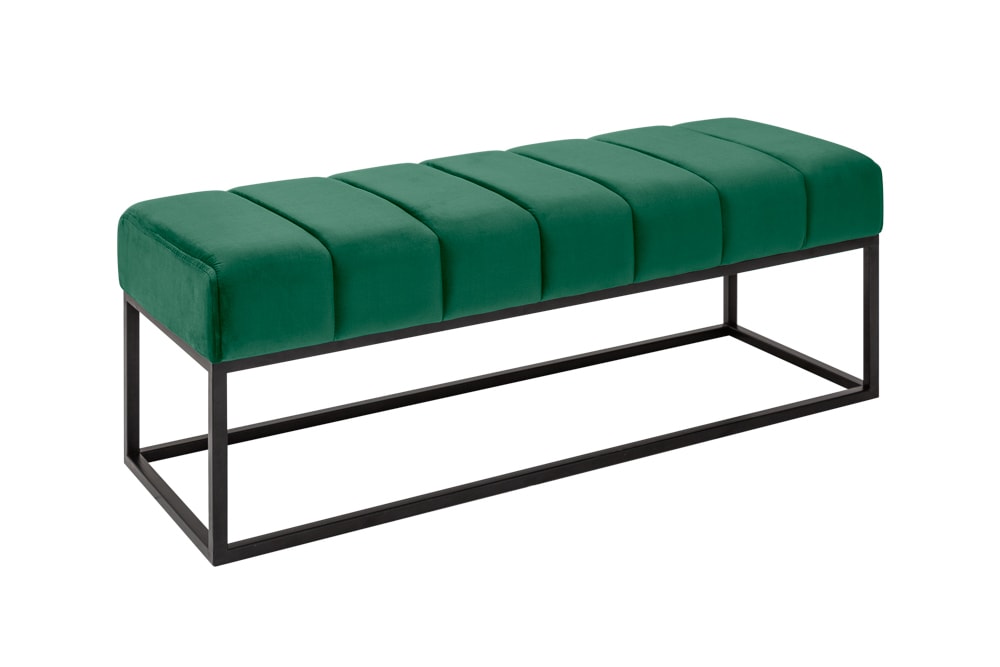 Elegante Sitzbank PETIT BEAUTÉ 110cm smaragdgrün Samt schwarzes Gestell