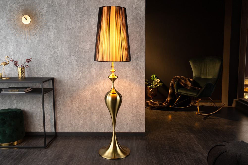 Barock Stehlampe LUCIE 160cm schwarz gold gebürstet Stehleuchte Barock Stehlampe LUCIE 160cm schwarz gold gebürstet Stehleuchte