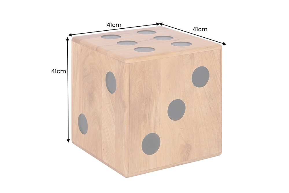 Massiver Würfel-Hocker CUBE 40cm natur Mangoholz Beistelltisch stapelbar