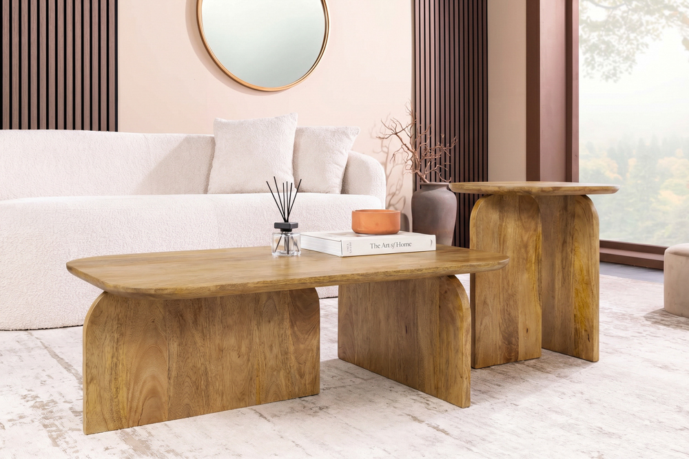 2er Set Couchtische GATSBY 100cm braun Mangoholz organische Form Beistelltisch » Jetzt kaufen