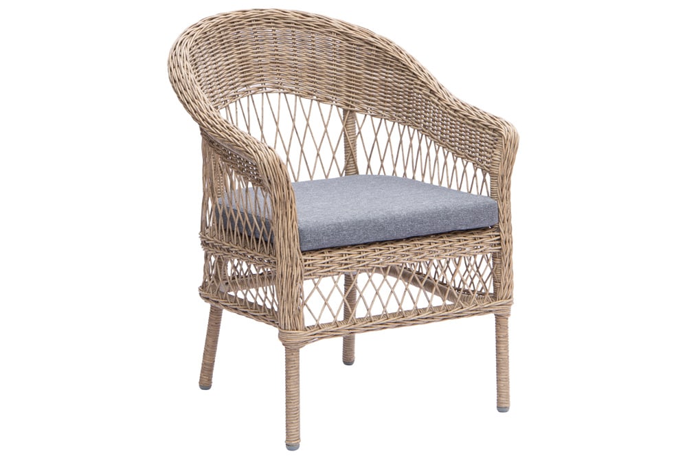 In- und Outdoor Garten-Set ELYSEE natur grau Polyrattan Aluminium inkl. Tisch Kissen