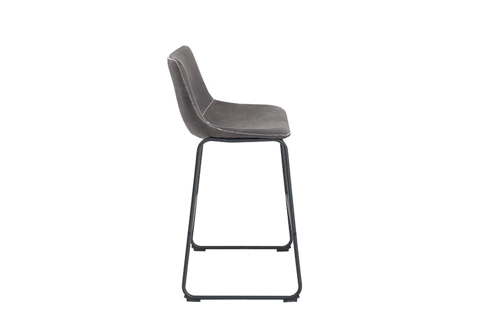 Design Barhocker DJANGO vintage grau Microfaser mit Lehne Eisengestell schwarz