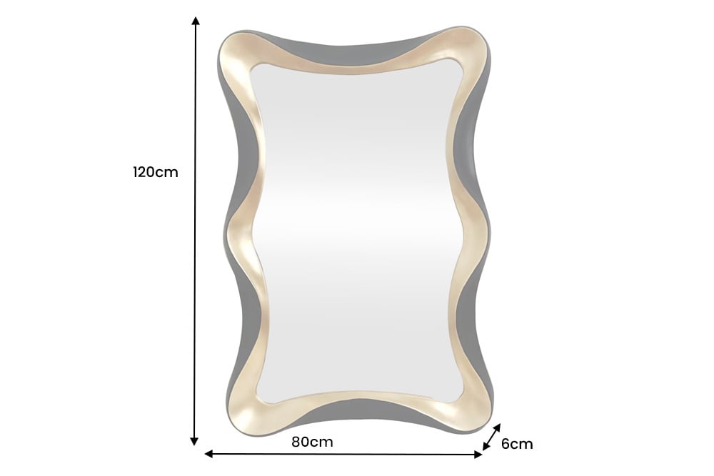 Moderner Wandspiegel ALICE 120cm gold schwarz variabel aufhängbar