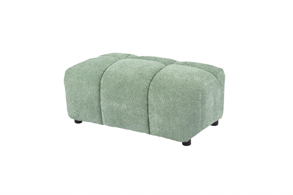 Moderner Hocker CLOUD 100cm salbei Bouclé Federkern Fußhocker Sitzhocker