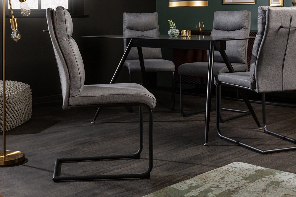 Moderner Freischwinger Stuhl COMFORT grau mit Komfortgriff