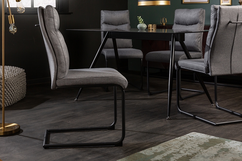 Moderner Freischwinger Stuhl COMFORT grau mit Komfortgriff Moderner Freischwinger Stuhl COMFORT grau mit Komfortgriff