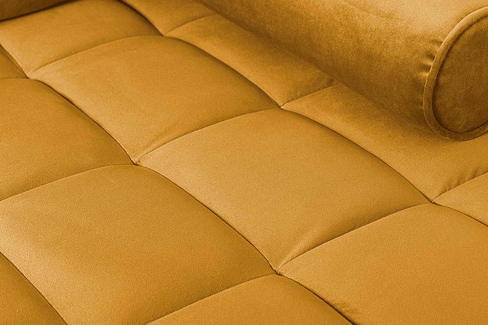 Elegantes Ecksofa COZY VELVET 260cm senfgelb Samt Federkern 3-Sitzer