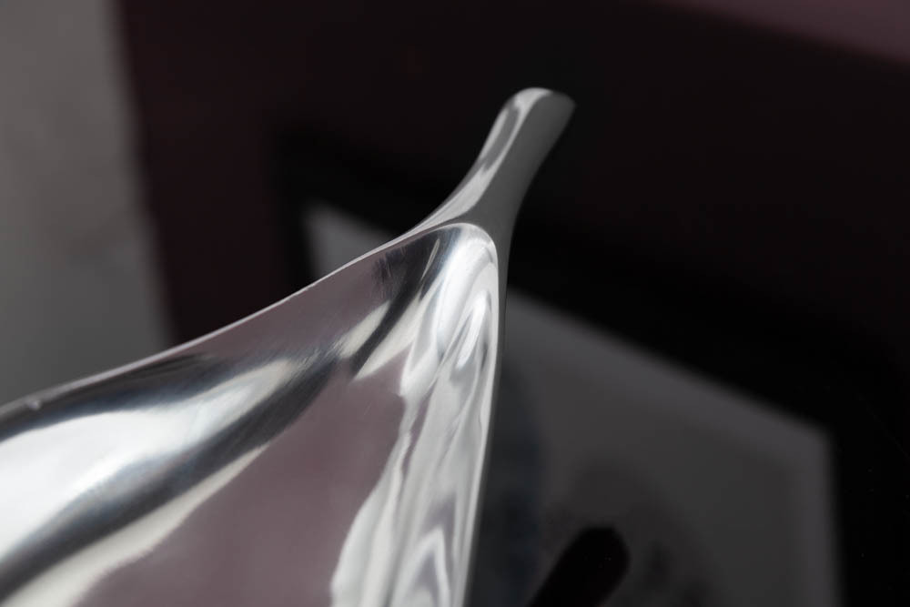 Handgearbeitete Deko Schale SILVER LEAF 60cm silber Aluminium