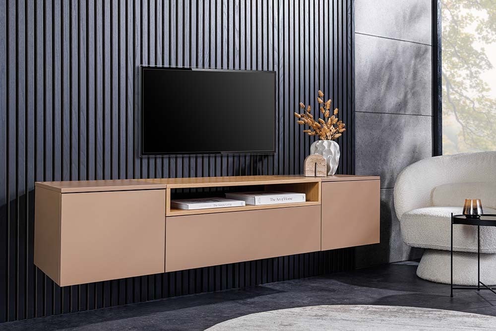Hängendes TV-Board LOFT 160cm natur grau beige greige drei Fächer mit Schublade » Jetzt kaufen