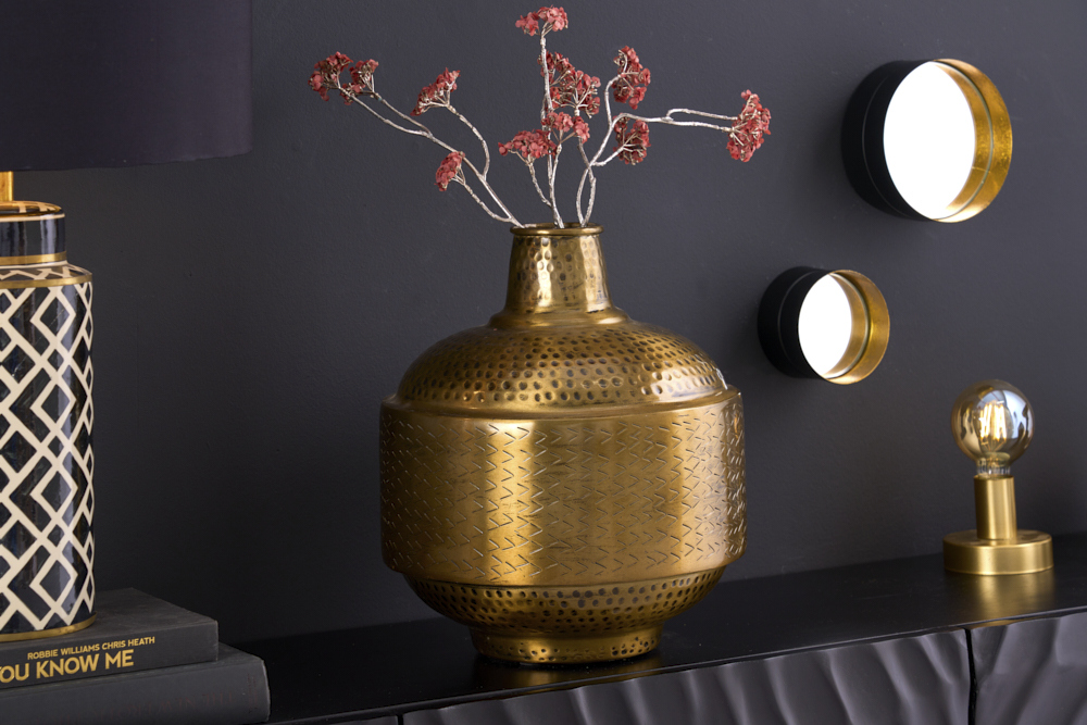 Elegante Vase ORIENT 35cm gold Hammerschlag Design