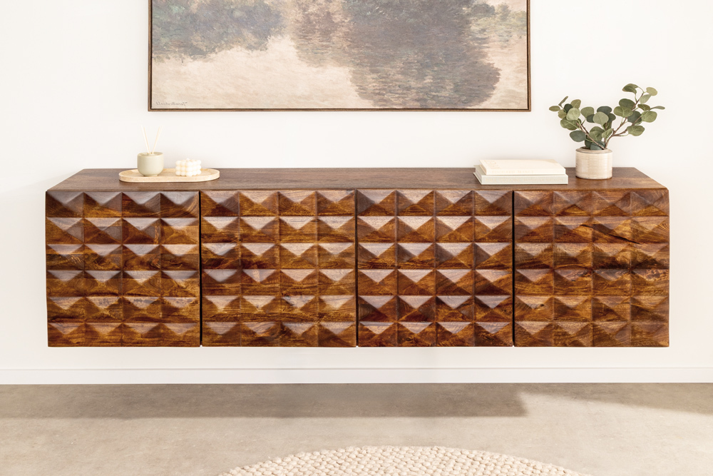 Massives Sideboard VULCANO 180cm hängend natur Mangoholz
