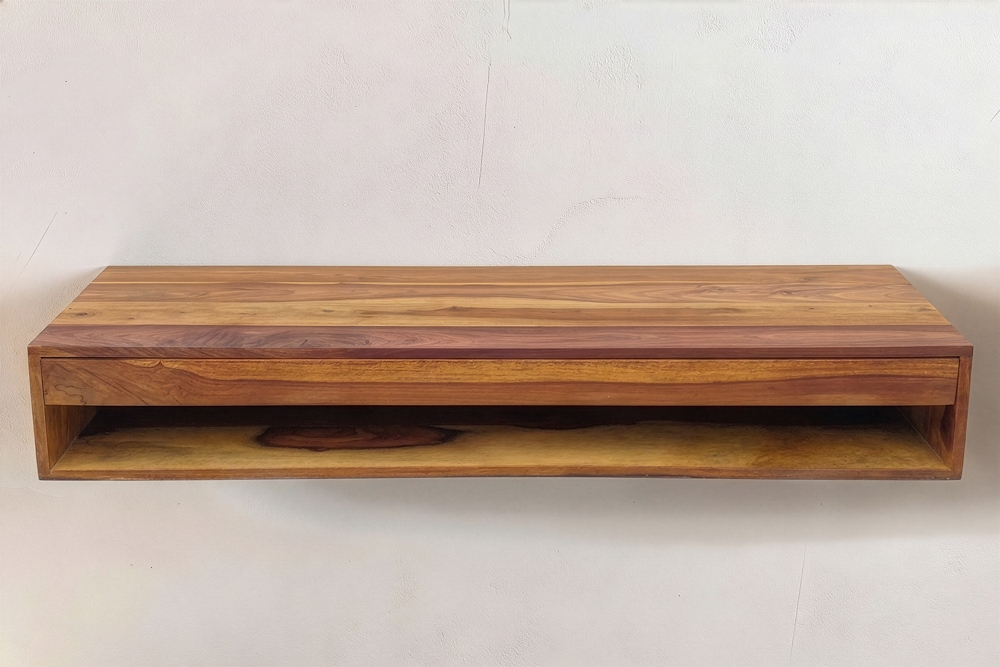 Hängender Konsolentisch PURE 100cm braun Sheeshamholz stone finish Schreibtisch