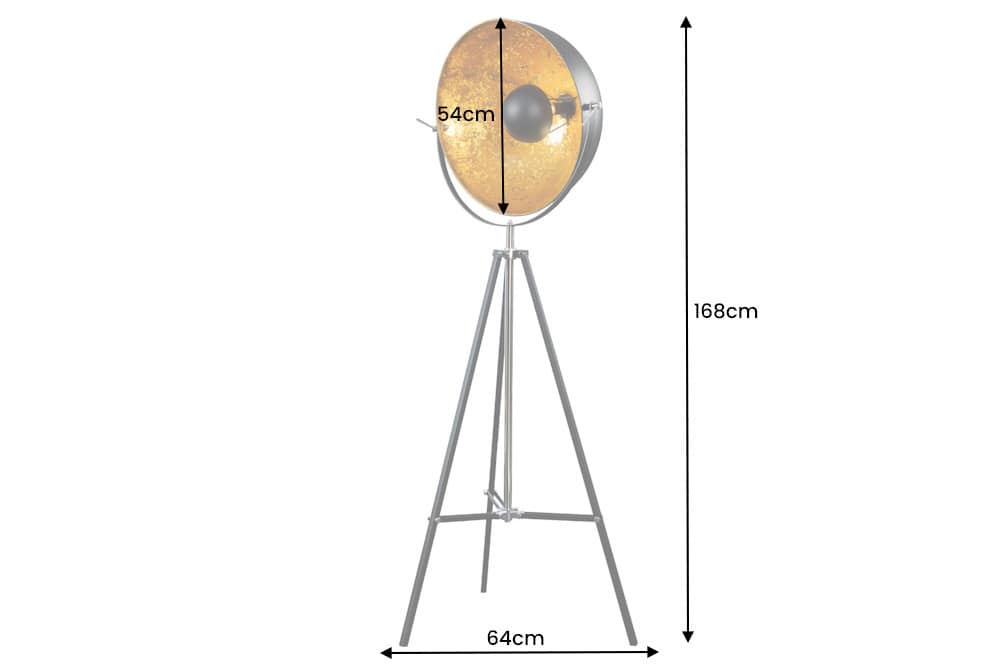 Stehlampe BIG STUDIO 170cm schwarz Blattgold-Optik Industrial Design