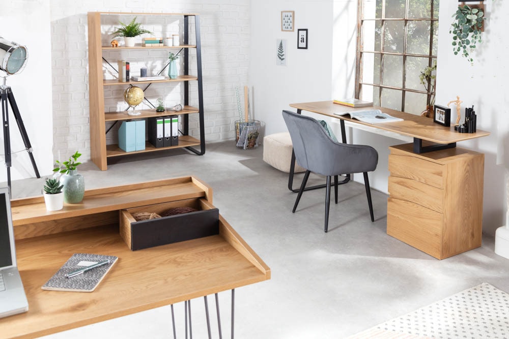 Industrial Schreibtisch STUDIO 160cm Eichenoptik mit 3 Schubladen